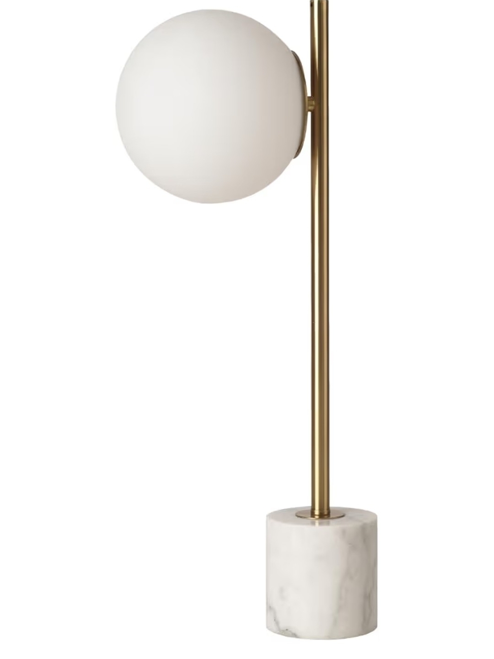 NEW Modern Marble & Brass Table Lamp with White Globe Shade